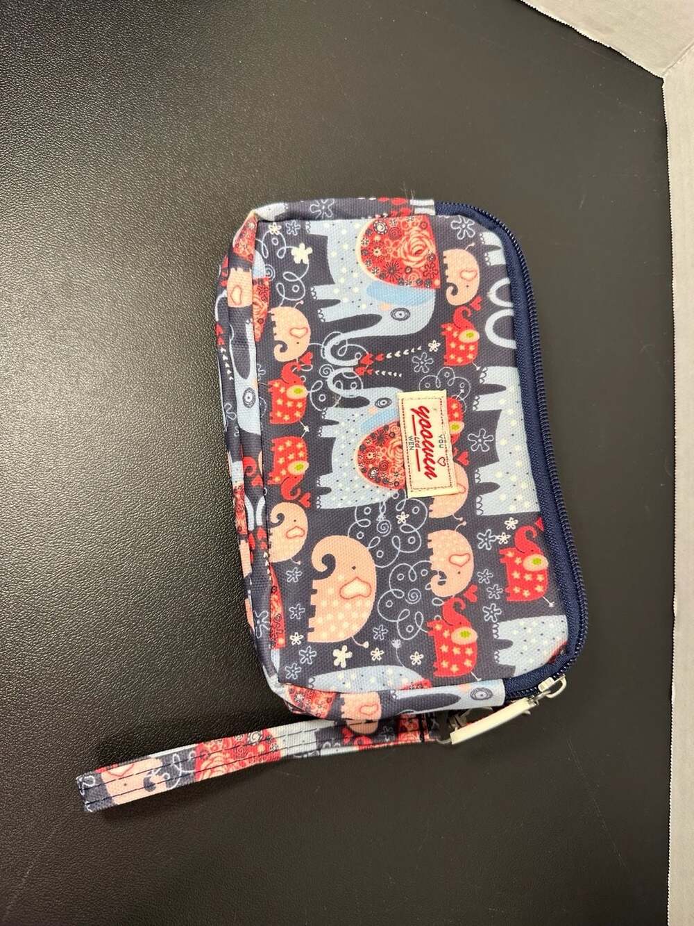 Yoowen Elephant Print Multi-Compartment Zippered Organizer Pouch